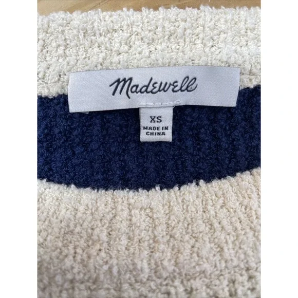 Madewell Striped Lakeville Pullover Sweater in Navy/ Cream Size XS - Picture 7 of 8